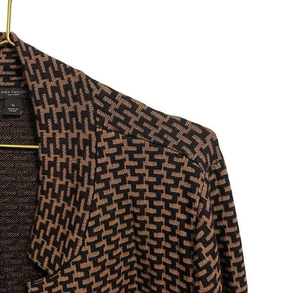 Ann Taylor Factory Long Open Front Long Cardigan Sweater Black Brown Size XL - Picture 2 of 7